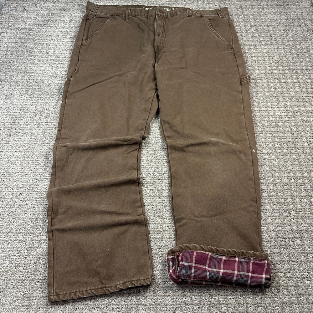 Dickies Mens Flannel Lined Carpenter Pants Brown Duck Canvas DU217RTB 42x30